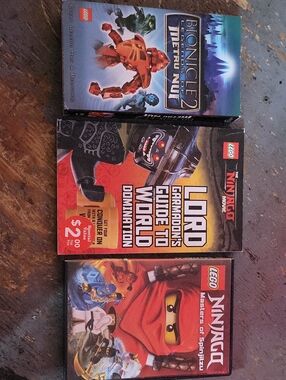 Lego Ninjago DVD/Book & Lego Bionicle 2 VHS Set - Red Black Blue
